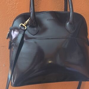 Furla Glossy Black Leather Shoulder Bag
